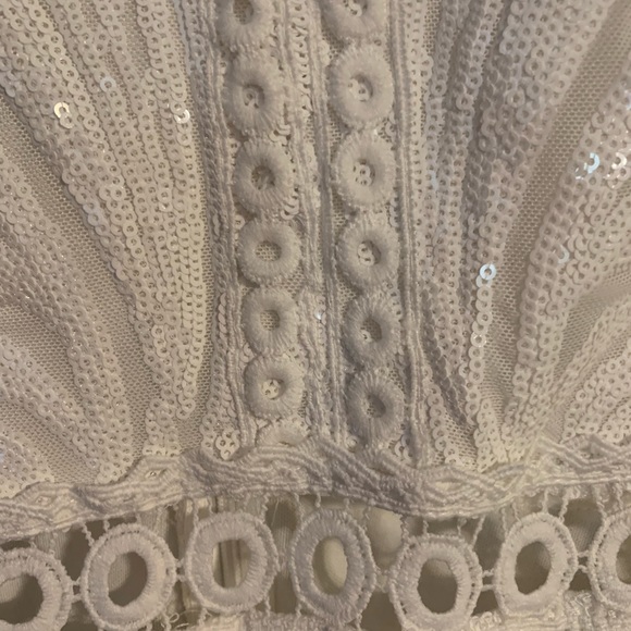 V Neck Mesh Lace and Sequins Mini Dress - Picture 3 of 4